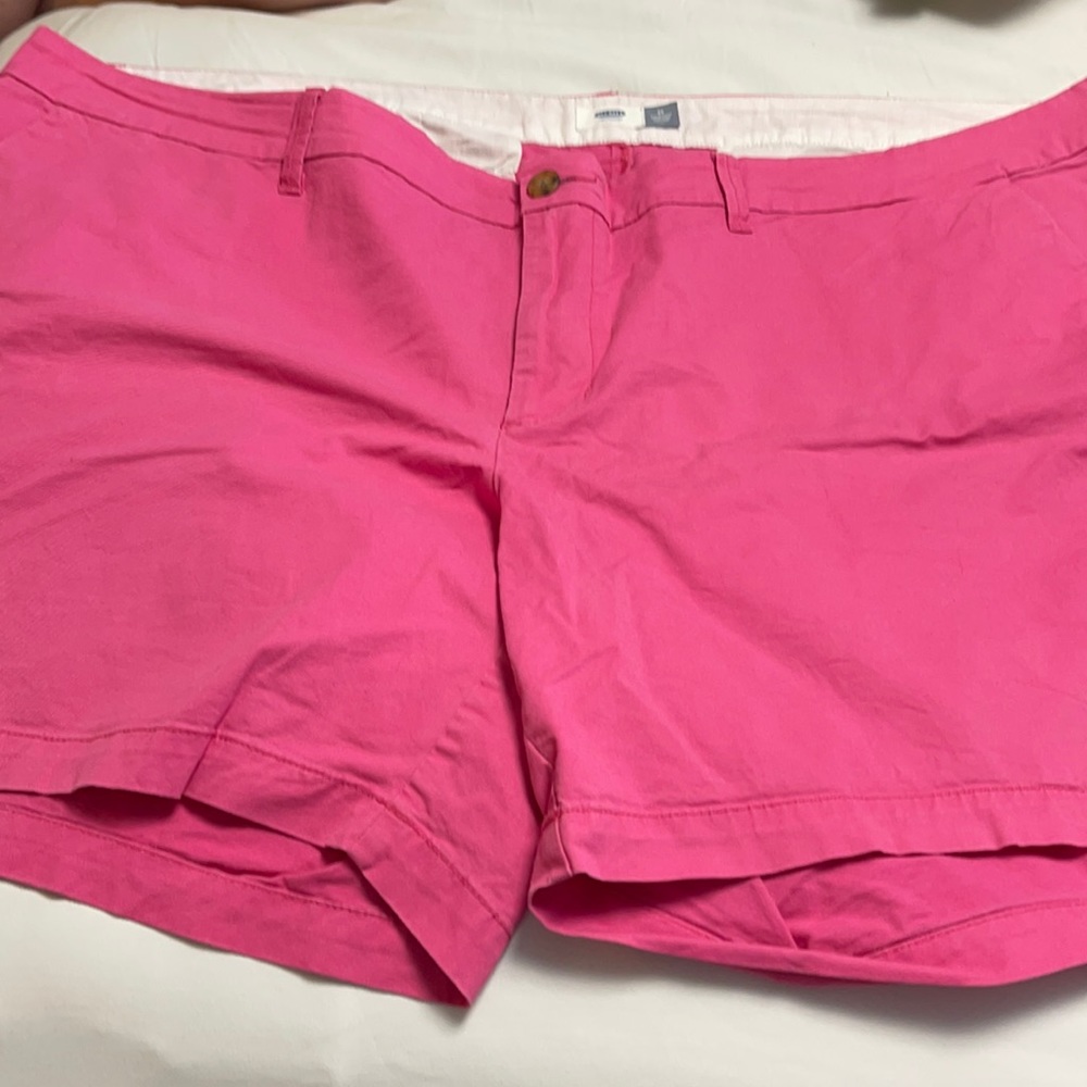 Bright pink plus size shorts.